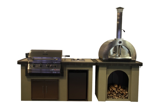 Islands AGA Oven Pizza Kayu Baja Tahan Karat Oven Pizza Kayu Bakar Baja