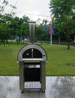 304S Stainless Steel Kayu Dipecat Pizza Oven 70cm Luar Ruangan Stainless Steel Pizza Oven