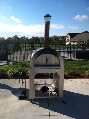 4 Roda Oven Pizza Baja Tahan Karat Luar Ruangan 900mm Kayu Dipecat Pizza Oven