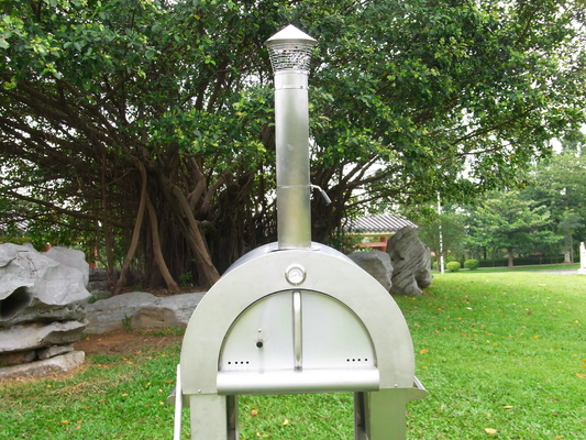 430 Oven Pizza Pembakaran Kayu Stainless Steel Mudah Dipindahkan